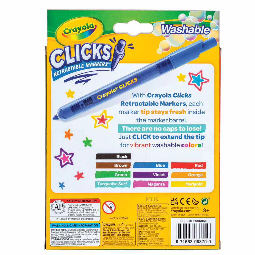 10pc Crayola Clicks Retractable Washable Markers 8+ - Image 4