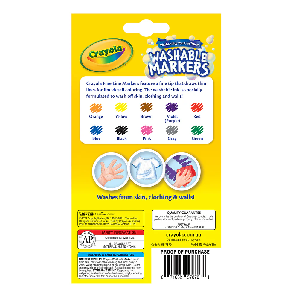 10pc Crayola Kids/Childrens Creative Washable Fineline Markers 36m+ - Image 3