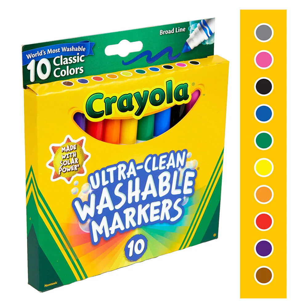 10pc Crayola Ultra Clean Classic Colours Washable Markers For Kids 4+ - Image 6