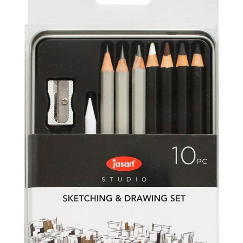 10pc Jasart Studio 2B/6B/8B Graphite Sketching/Drawing Charcoal Pencil Set - Image 2