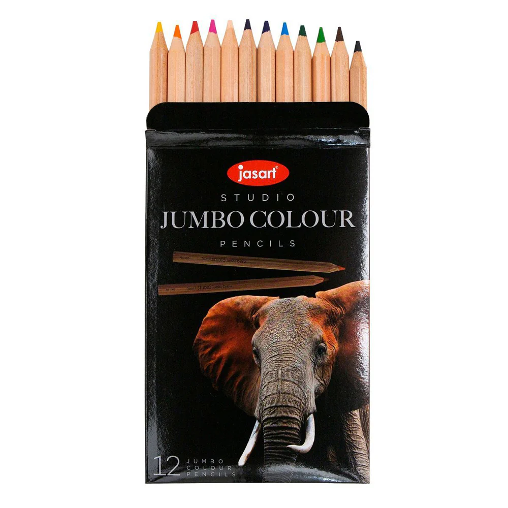 12pc Jasart Studio Art/Craft Jumbo Colour Pencil Set - Image 2