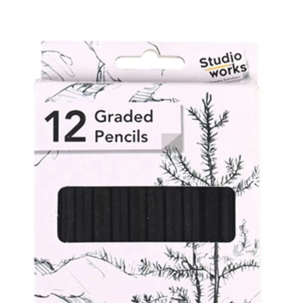 12pc Studio Works Graded Lead Pencils Assorted Grades Soft & Hard - Image 3