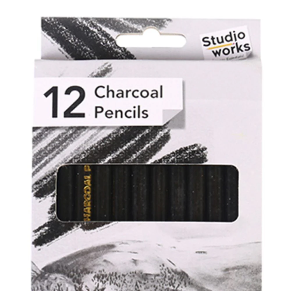 12pc Studio Works High Quality Charcoal Artists Deep Tone Pencils - Image 2