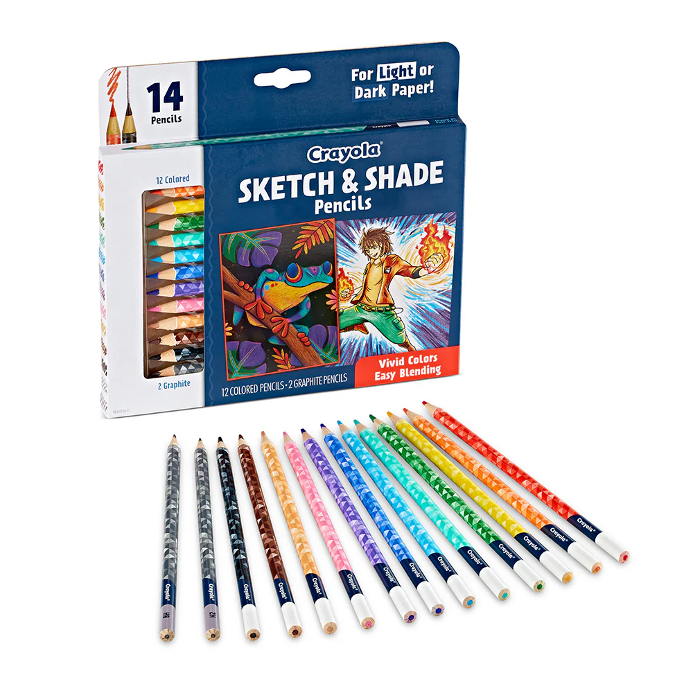 14pc Crayola Kids/Childrens Creative Sketch & Shade Pencils 96m+ - Image 2