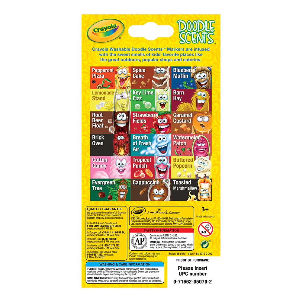 18pc Crayola Kids/Childrens Creative Doodle Scents Washable Markers 36m+ - Image 2