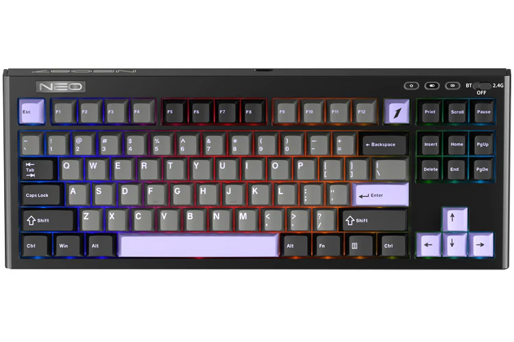 1st Player NEO87 Wireless 3 Mode Mechanical Keyboard - Midnight Violet - Image 2