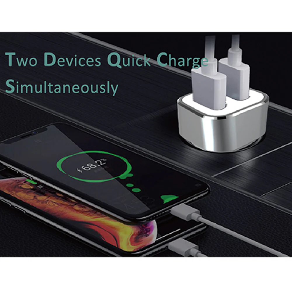 2-Port USB Car Charger with 8-Pin Cable - Image 3