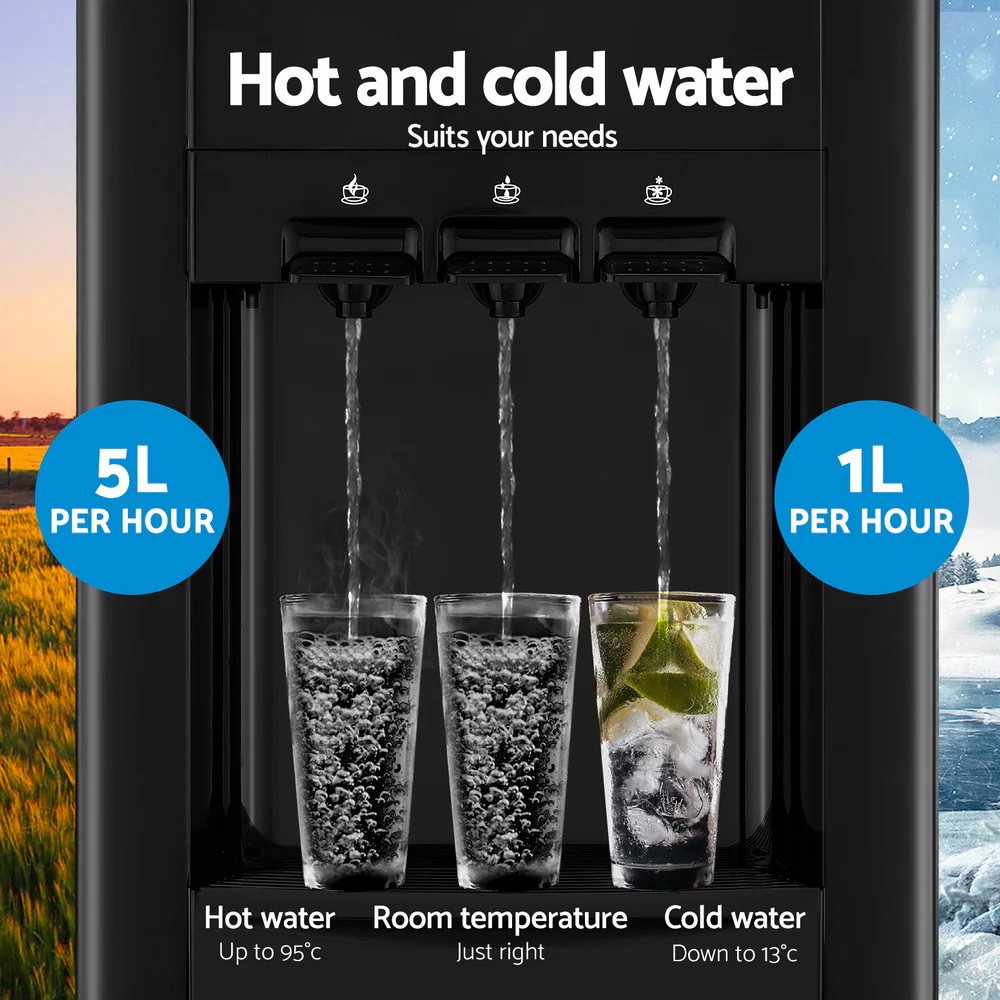22L Devanti Water Cooler Dispenser Bench Top 3 Taps Chiller Filter Purifier Three Taps Black - Image 6