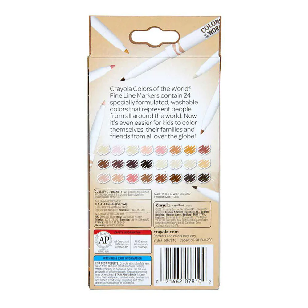 24pc Crayola Colours Of The World Fine Line Washable Markers For Kids 3+ - Image 6