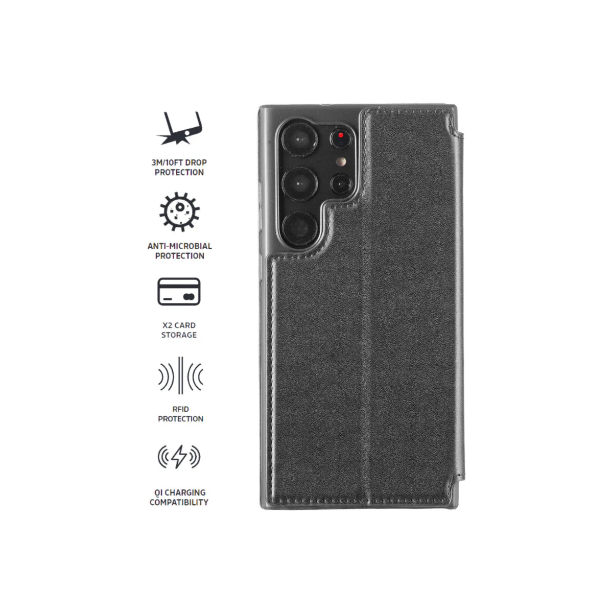 3sixT SlimFolio Phone Case for Samsung Galaxy S23 Ultra - Black - Image 8