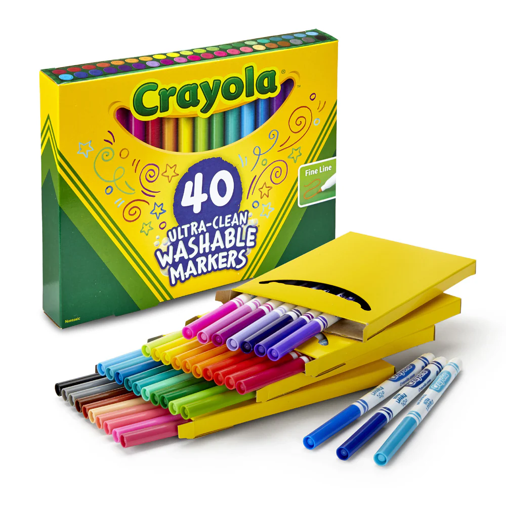 40pc Crayola Kids/Childrens Creative Fineline Ultraclean Markers 36m+ - Image 2
