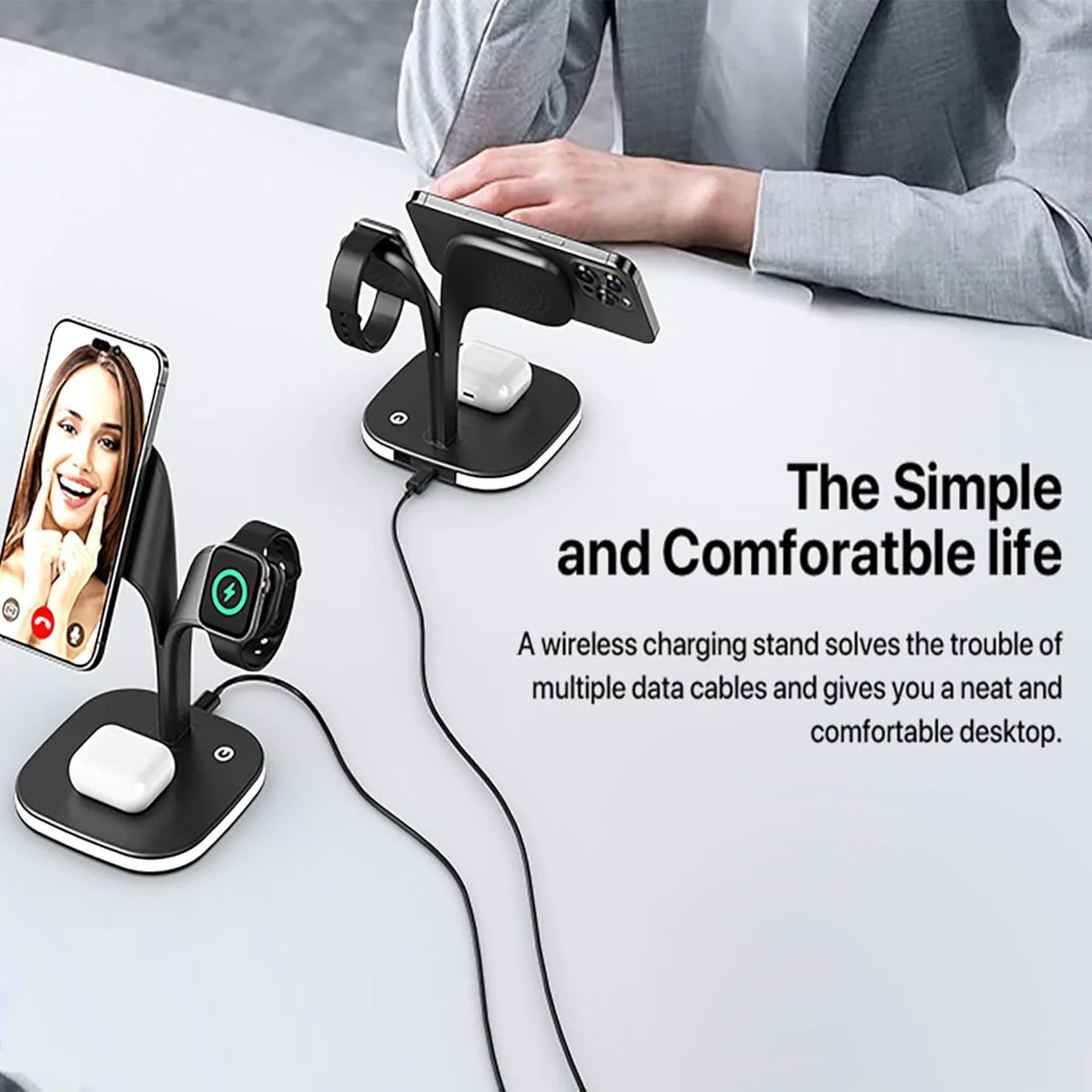 5-in-1 Wireless Fast Multi Device Charging Station with Night Light - Image 3