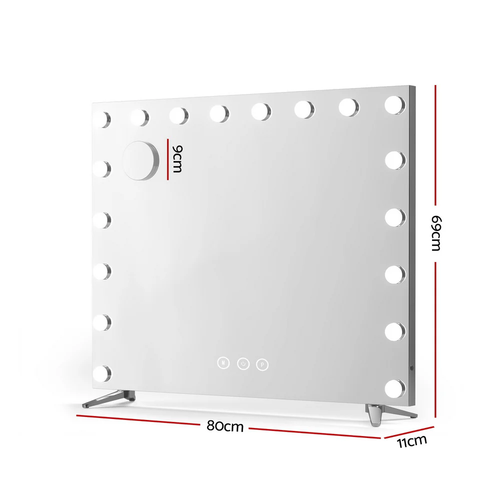 80x65cm Embellir Makeup Mirror Hollywood Vanity with LED Light Silver Legs - Image 3