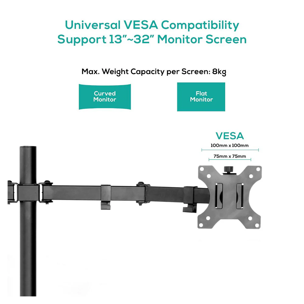 Activiva ErgoLife 13"-32" Dual Monitor Screen Double Joint Monitor Arm - Image 2