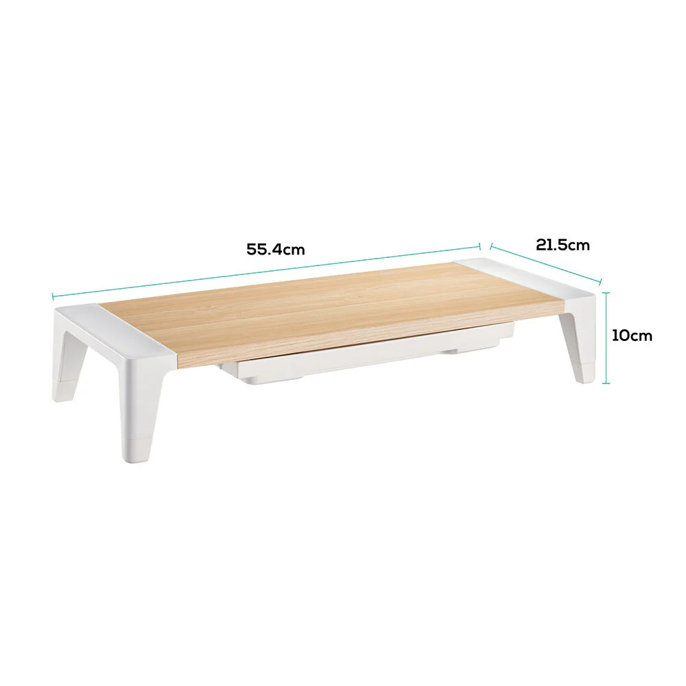 Activiva Monitor Stand Riser with Storage Drawer (White Oak) - Image 2