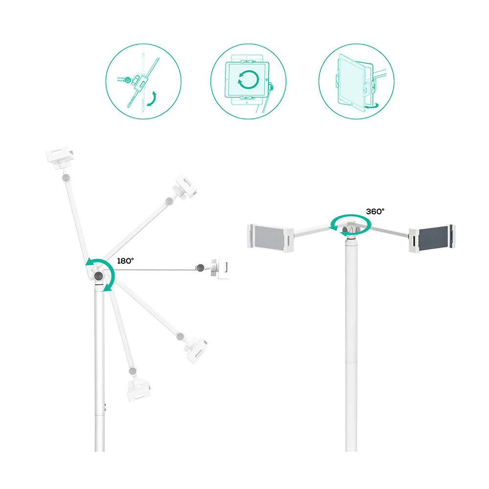 Activiva Universal iPad & Tablet Floor Stand 1.3m 4.7-12.9" (White) - Image 3