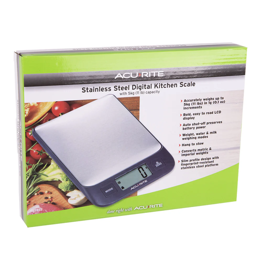 Acurite Stainless Steel Digital Kitchen Scale 1g/5kg Cooking Instrument - Image 2
