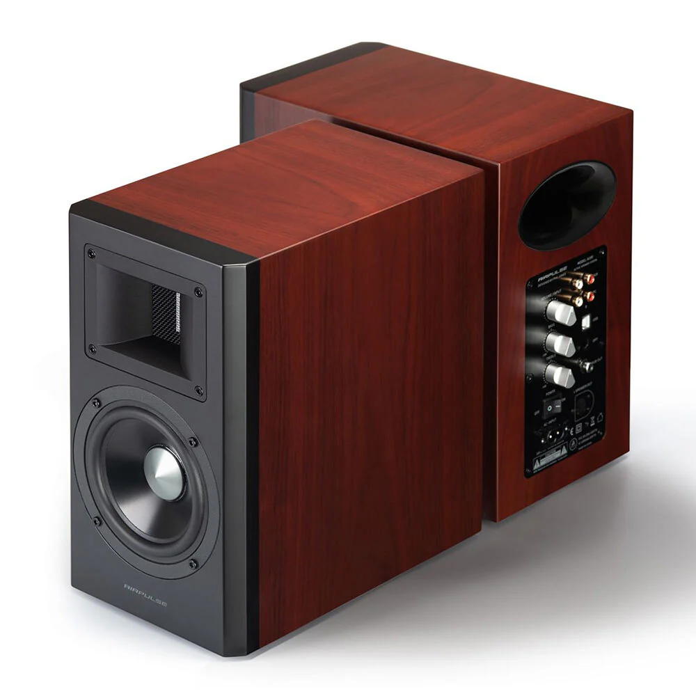 Airpulse A100 Active Wireless Speakers and WiiM Mini (Cherry Wood) - Image 2
