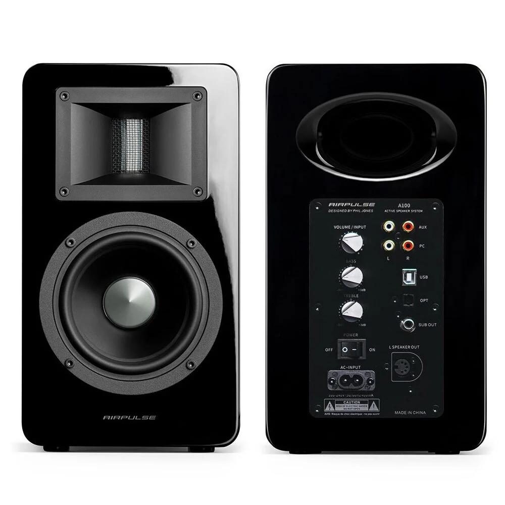 Airpulse A100 Active Wireless Speakers with WiiM Mini Streamer (Black) - Image 2