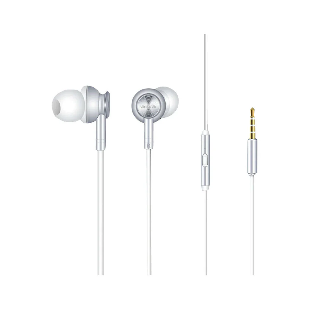 Aiwa In-Ear Gel Performance Wired Earbuds with Mic (White) - Image 2