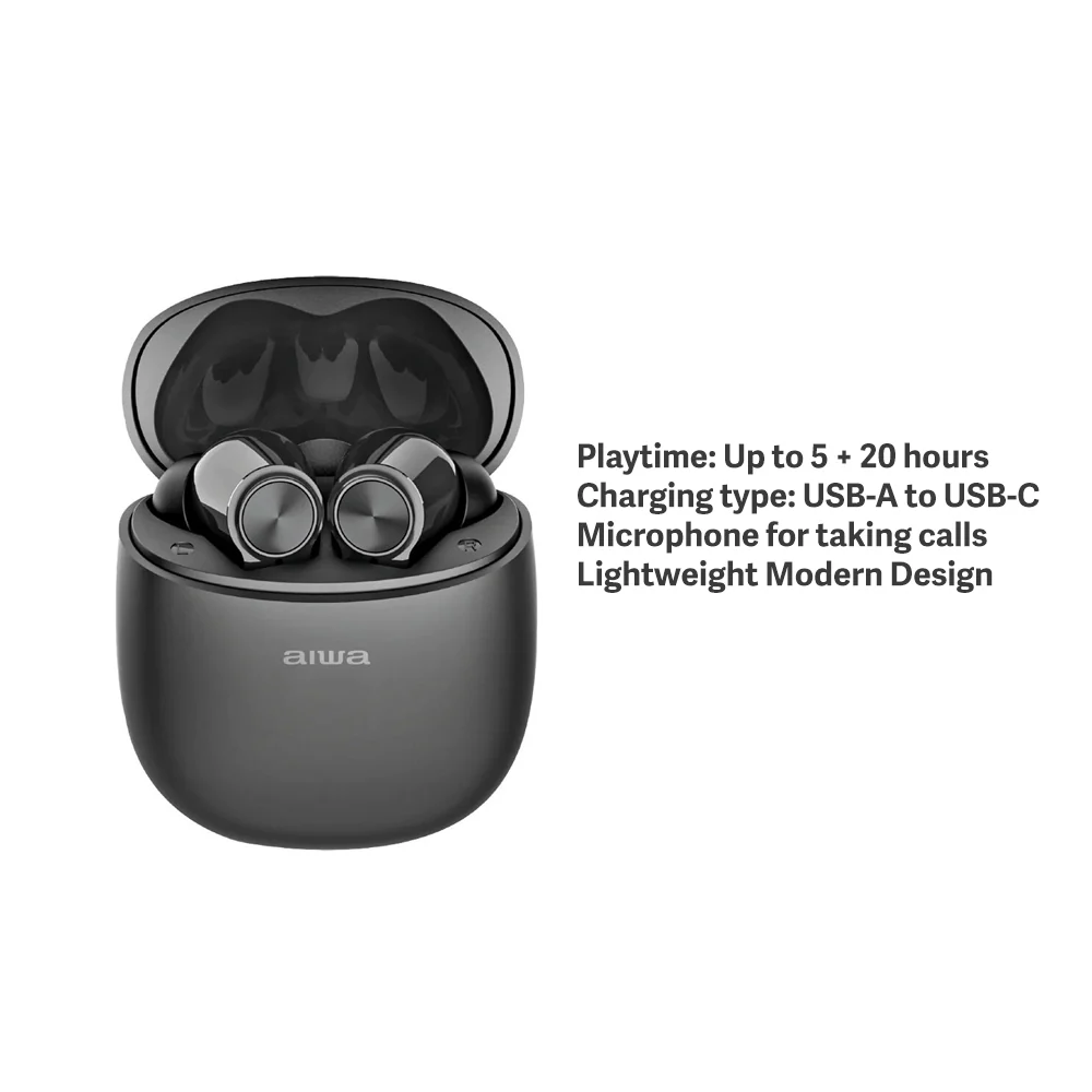 AIWA In-Ear Gelstem Bluetooth Earbuds (Black) - Image 2