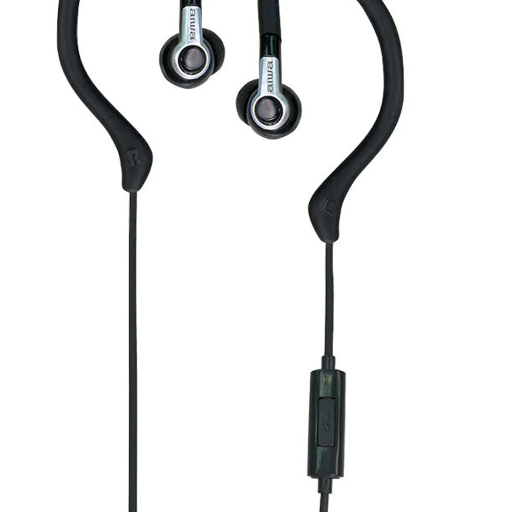 AIWA In-Ear Hook Gel Sports 1.2m Wired Earbuds (Black) - Image 3