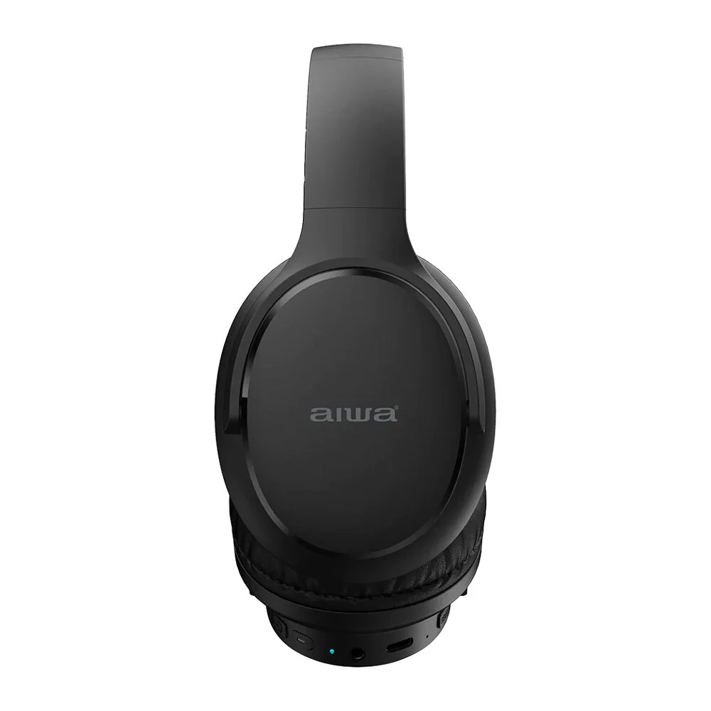 AIWA Over-Ear Bluetooth Headphones with AUX & Airplane Adapter (Black) - Image 4