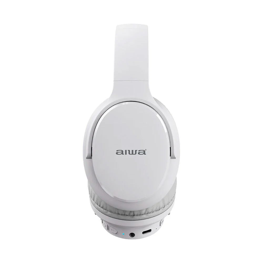 AIWA Over-Ear Bluetooth Headphones with AUX and Airplane Adapter (White) - Image 3