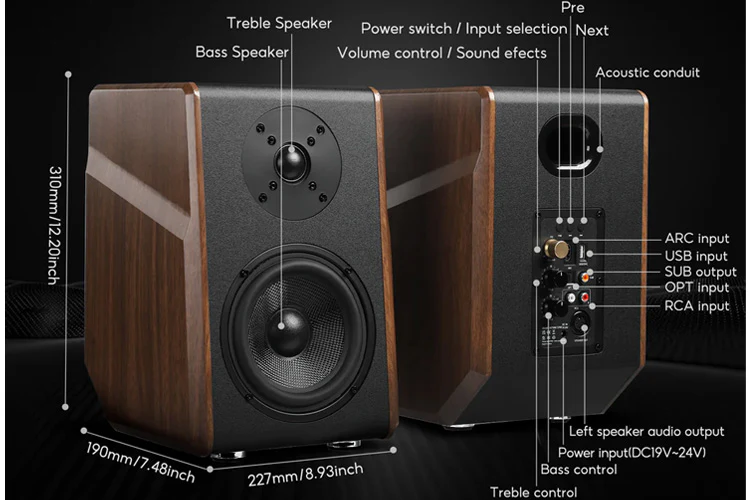 AIYIMA S700 100W Active Bluetooth Bookshelf Speakers - Image 2