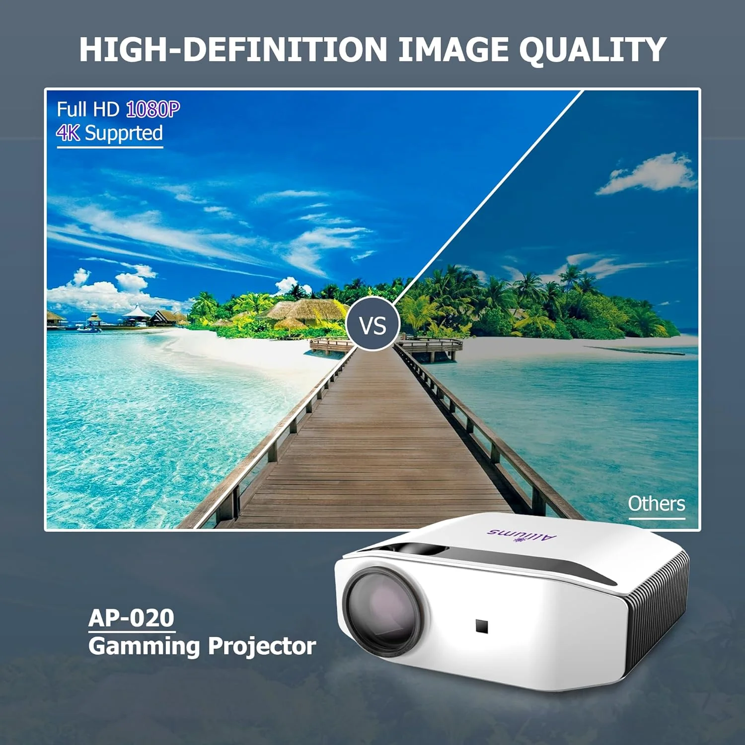 ALLIUMS 4K Projector with Wi-Fi & Bluetooth (White) - Image 6