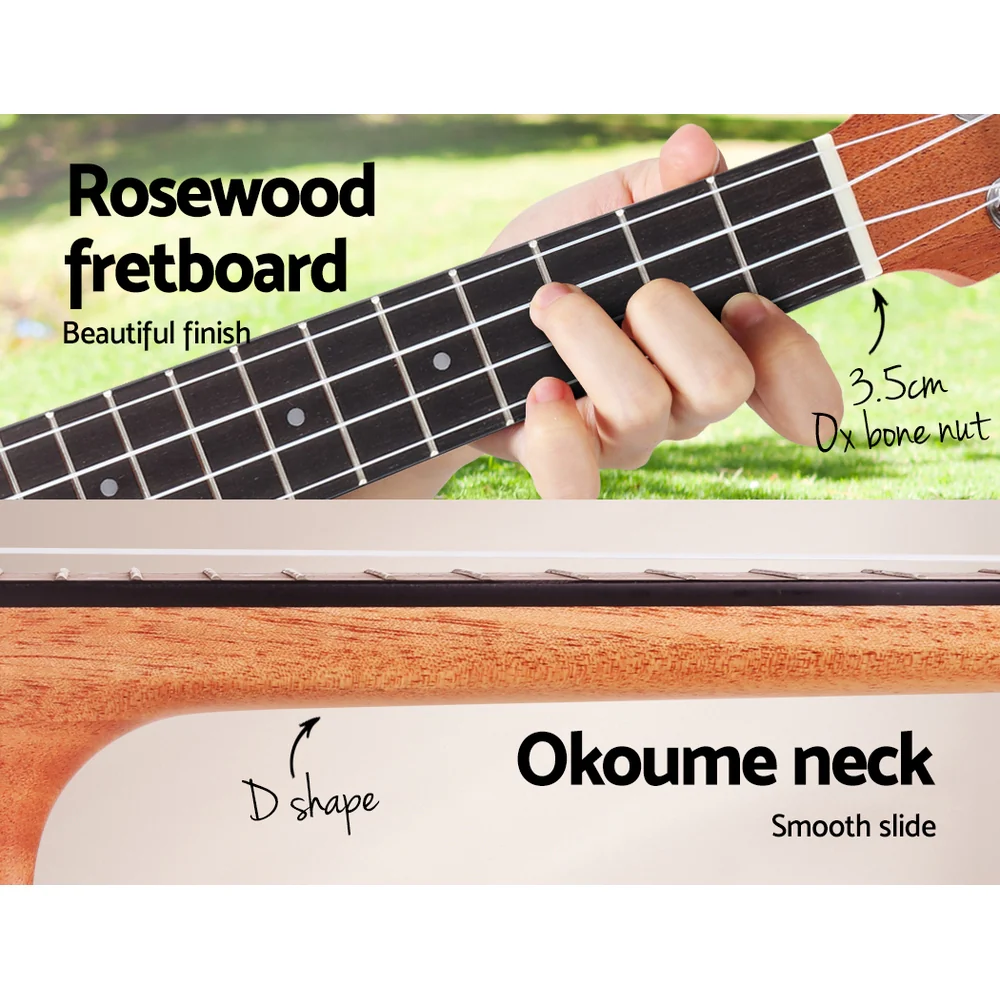 Alpha 26" Ukulele Equaliser Natural Mahogany Tenor Beginner Gift with Bag - Image 6