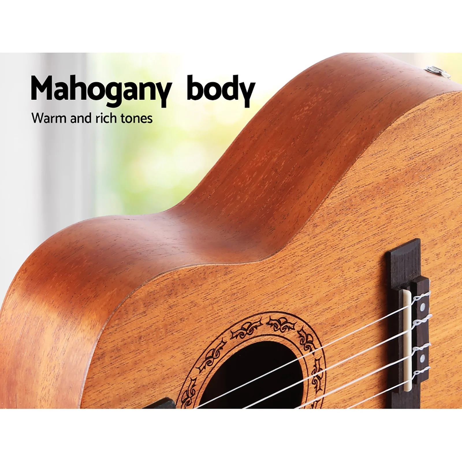 Alpha 26" Ukulele Natural Mahogany Tenor Beginner Gift w/ Carry Bag - Image 6