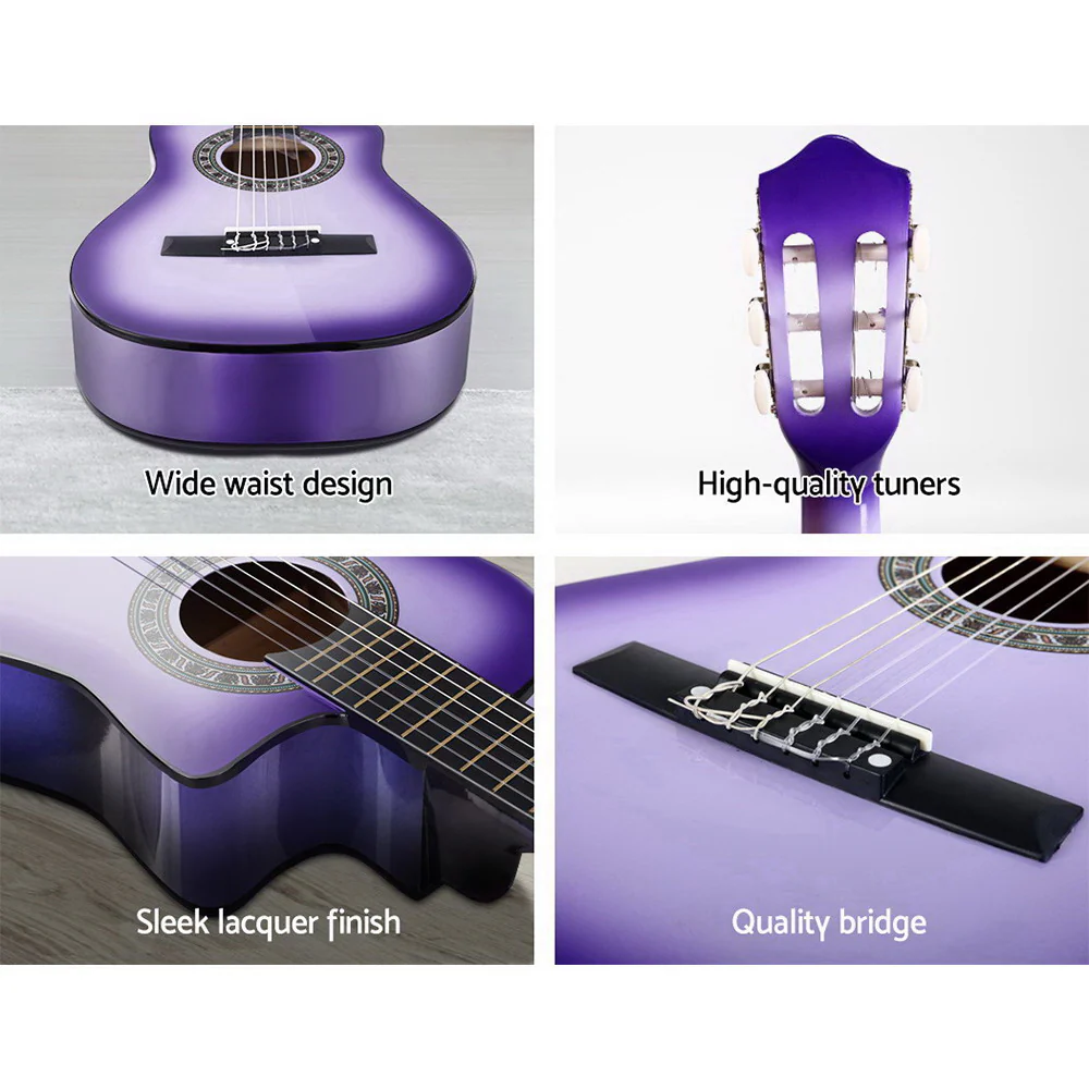 Alpha 34" Classical Guitar Wooden Body Nylon String Beginner Kids Gift (Purple) - Image 5