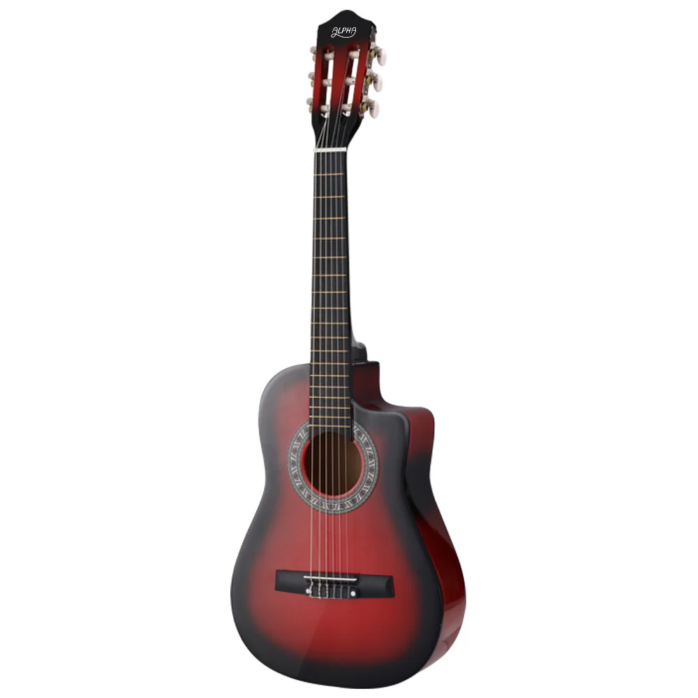 Alpha 34" Classical Guitar Wooden Body Nylon String Beginner Kids Gift (Red) - Image 3