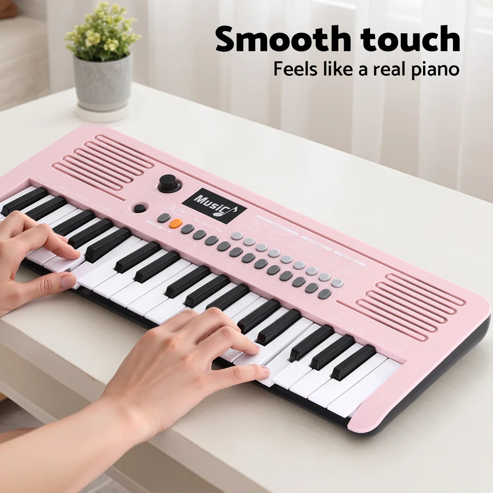 Alpha 37-Key Digital Piano Keyboard for Kids Beginners Electronic Keyboard Piano Gift (Pink) - Image 5