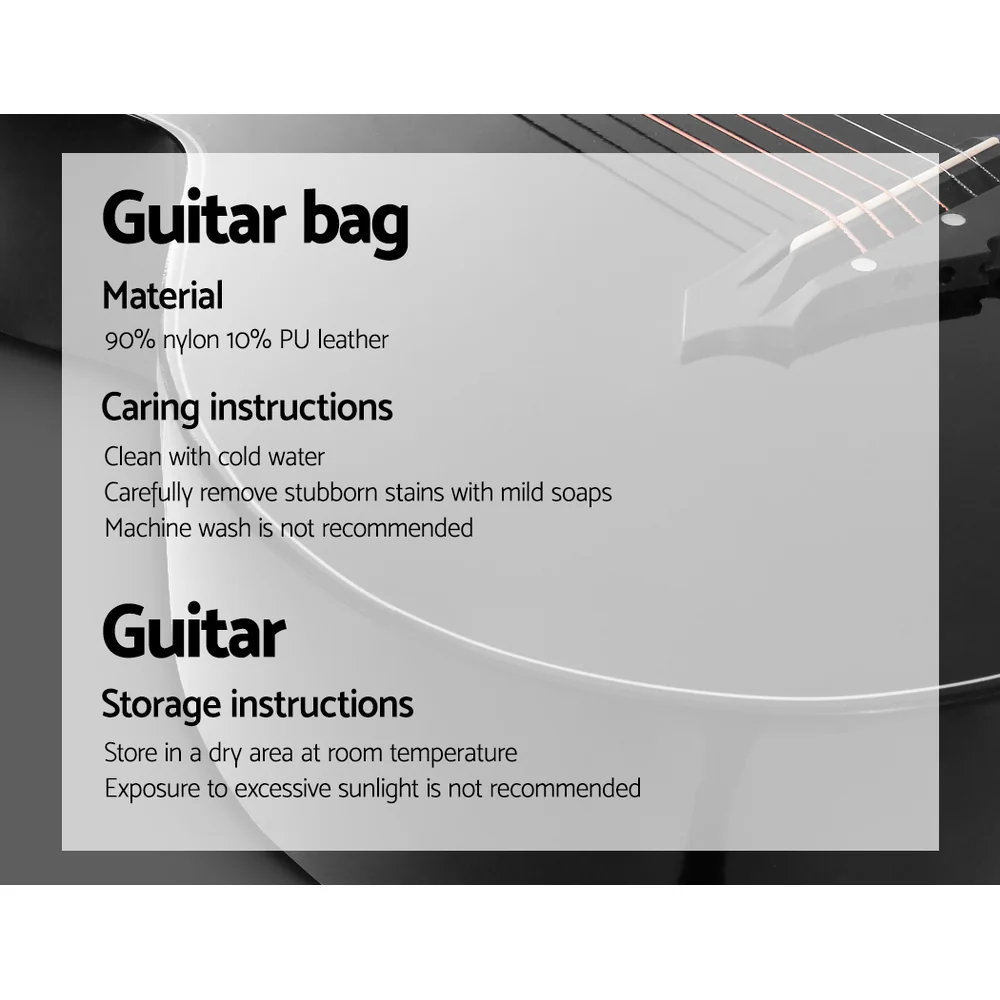 Alpha 38" Acoustic Guitar Wooden Body Steel String Full Size Cutaway (Black) - Image 7