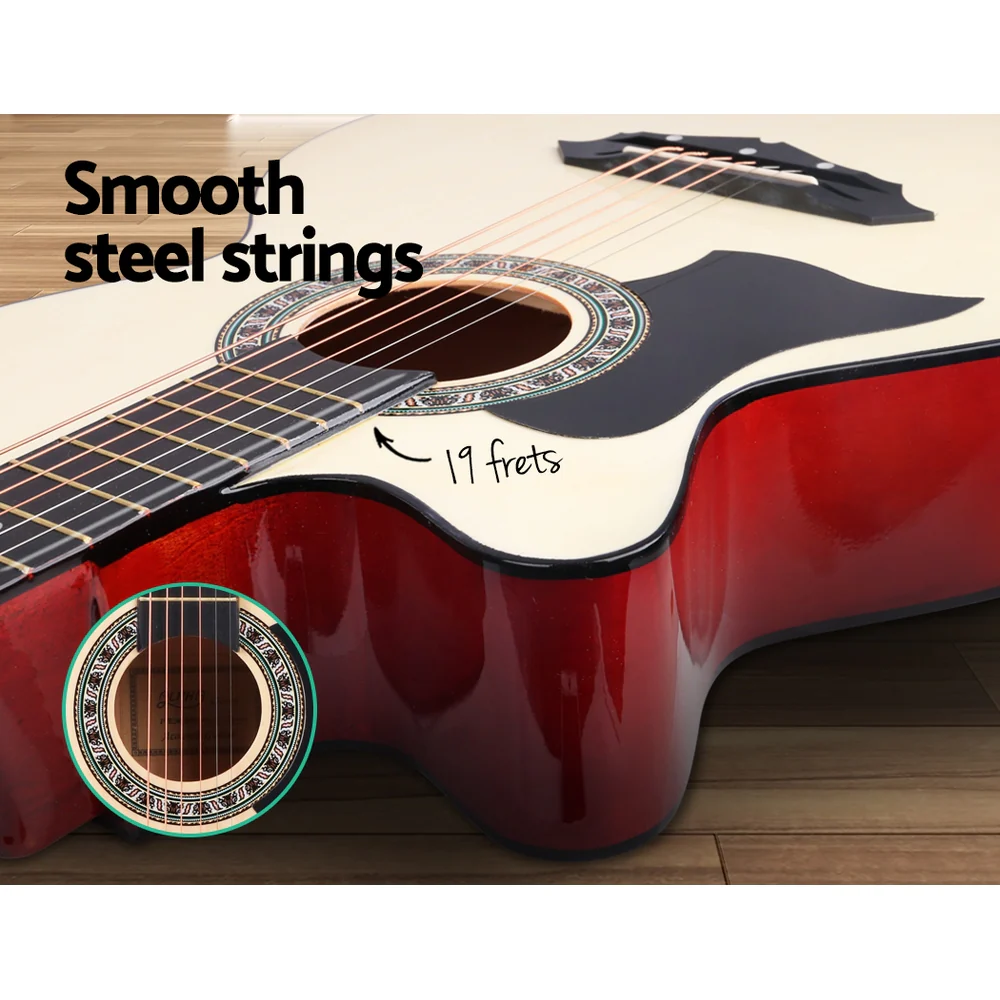 Alpha 38 Inch Acoustic Guitar Wooden Body Steel String Full Size Left Handed - Image 5