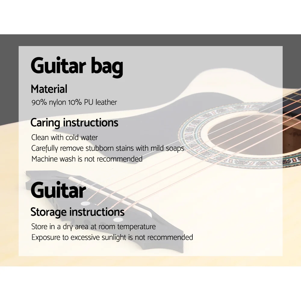 Alpha 38 Inch Acoustic Guitar Wooden Body Steel String Full Size Left Handed - Image 7
