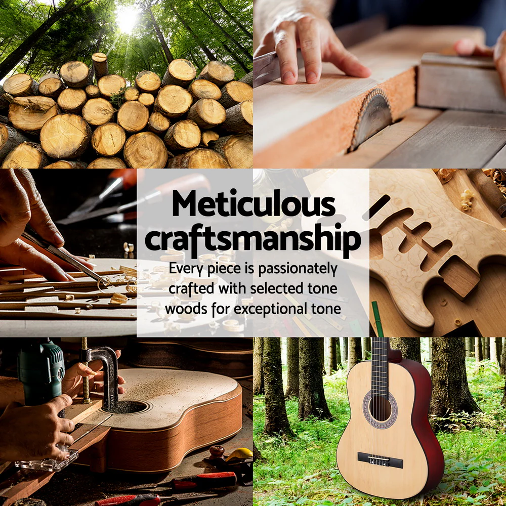 Alpha 39 Inch Classical Guitar Wooden Body Nylon String Beginner Gift Natural - Image 5