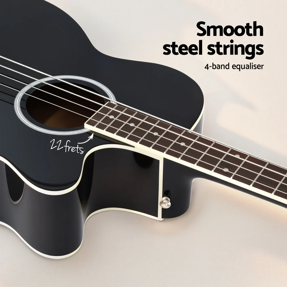 Alpha 43" Acoustic Bass Guitar Black 4-Band EQ - Image 5