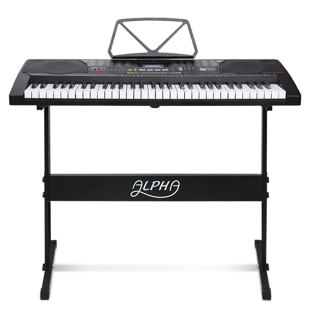 Alpha 61 Keys Electronic Piano Keyboard Digital Electric with Stand (Lighted Black) - Image 3