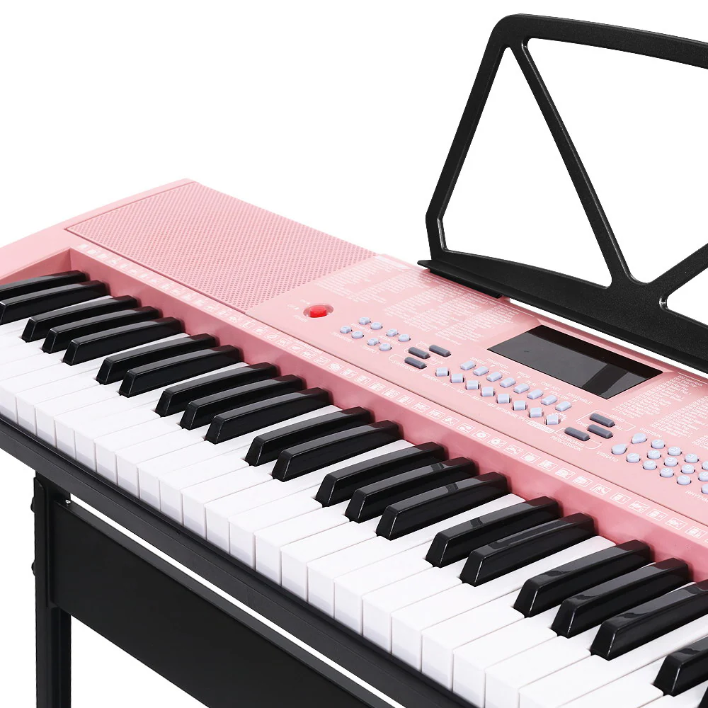 Alpha 61 Keys Electronic Piano Keyboard Digital Electric with Stand (Lighted Pink) - Image 3