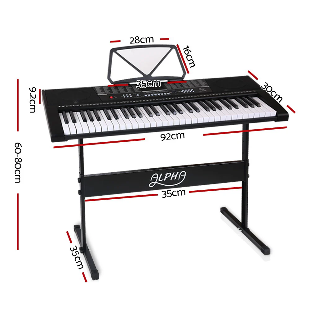 Alpha 61 Keys Electronic Piano Keyboard Digital Electric with Stand Sound Speaker - Image 2