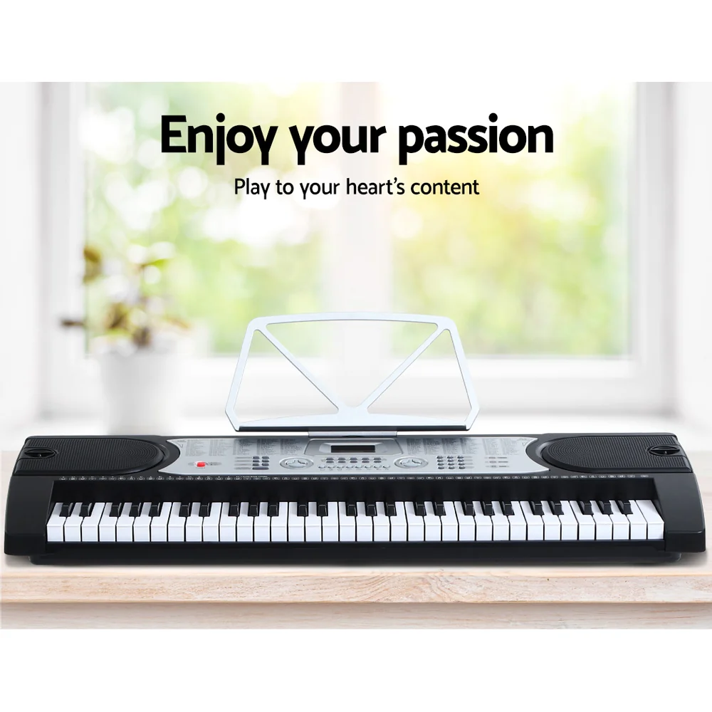 Alpha 61 Keys Electronic Piano Keyboard Digital Electric with Stand Stool Silver - Image 4