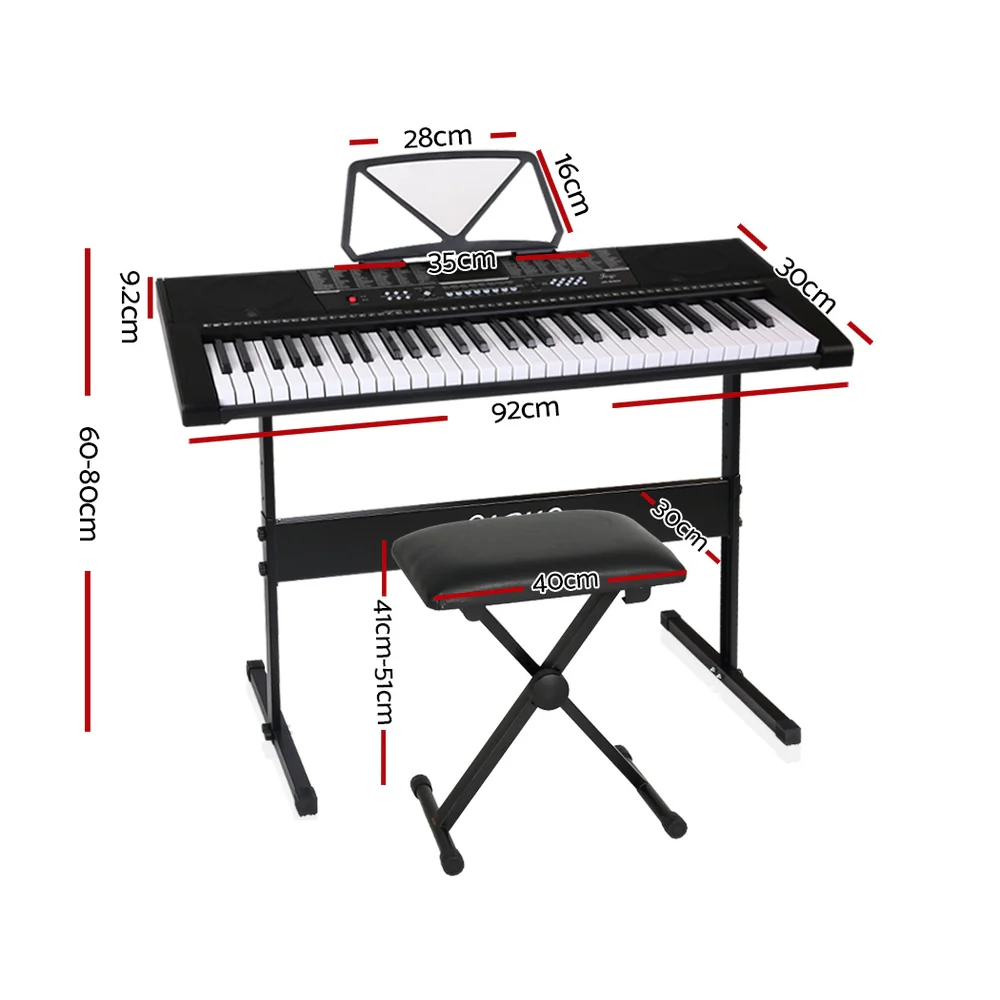 Alpha 61 Keys Electronic Piano Keyboard Digital Electric with Stand Stool Speaker - Image 2