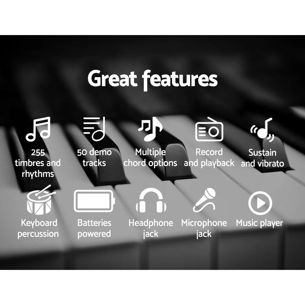 Alpha 61 Keys Electronic Piano Keyboard Digital Electric with Stand Stool Speaker - Image 5
