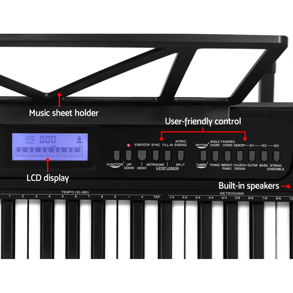 Alpha 61 Keys Electronic Piano Keyboard Digital Electric with Stand Touch Sensitive - Image 4