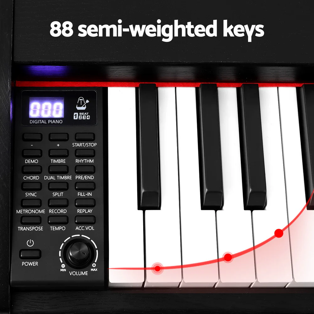 Alpha 88 Keys Digital Piano Keyboard Electronic with Stand - Image 4