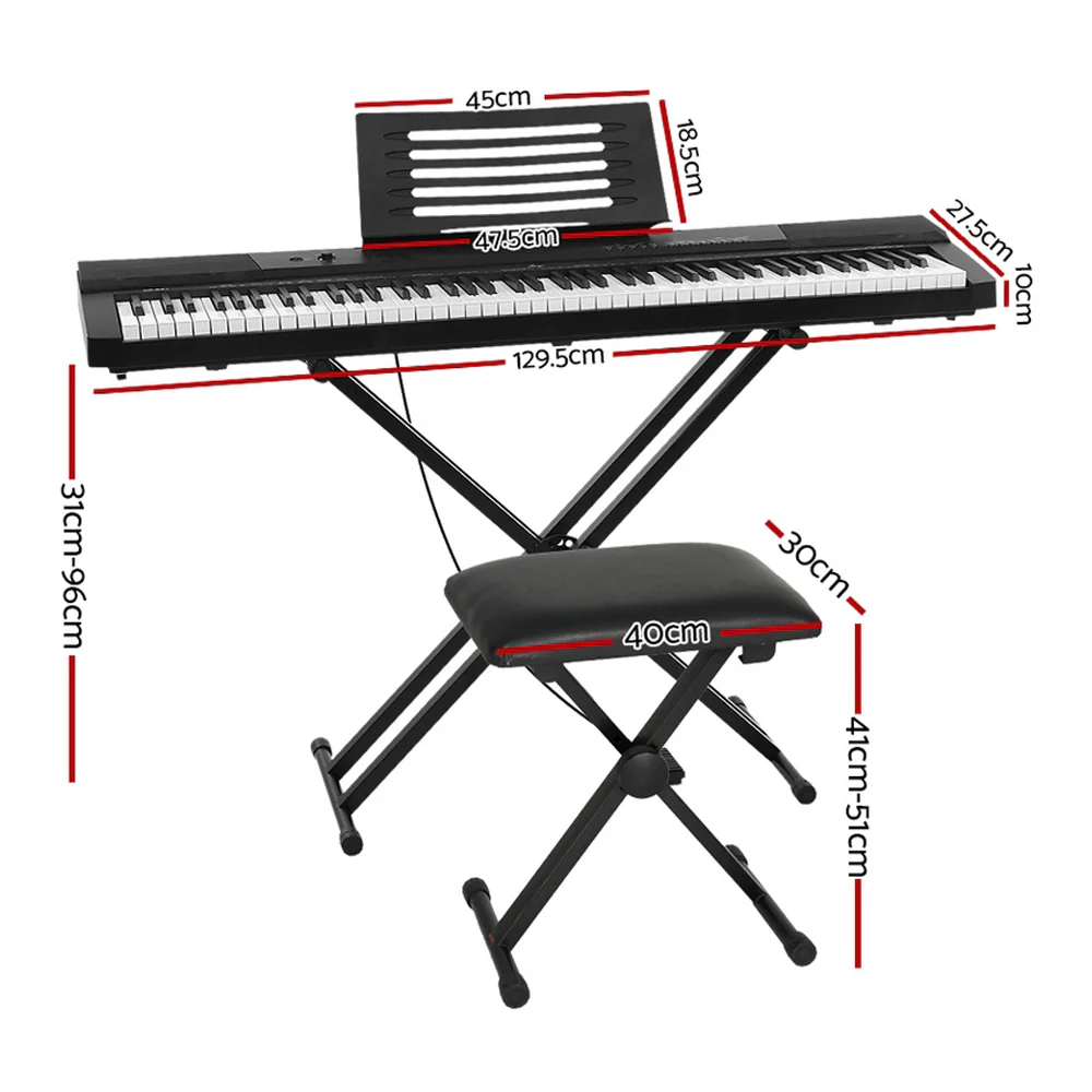 Alpha 88 Keys Electronic Piano Keyboard Digital Electric with Stand Stool Pedal - Image 2