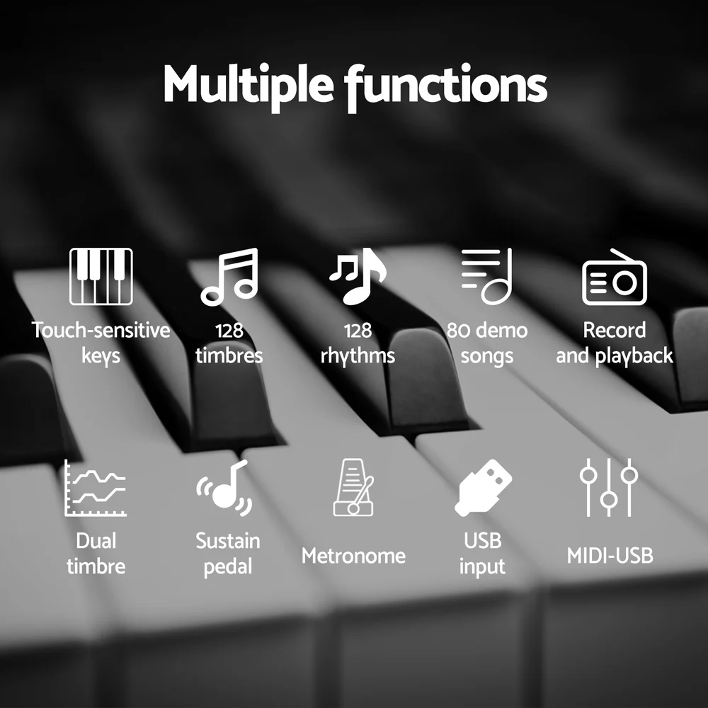 Alpha 88 Keys Foldable Electronic Piano Keyboard Digital Electric with Carry Bag - Image 5